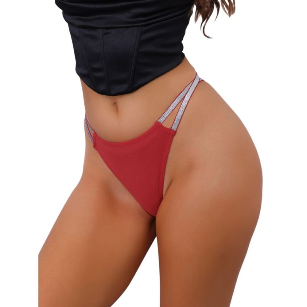 Double Line G-Strings Thongs Low-Waisted T-back Tangas Panties Red
